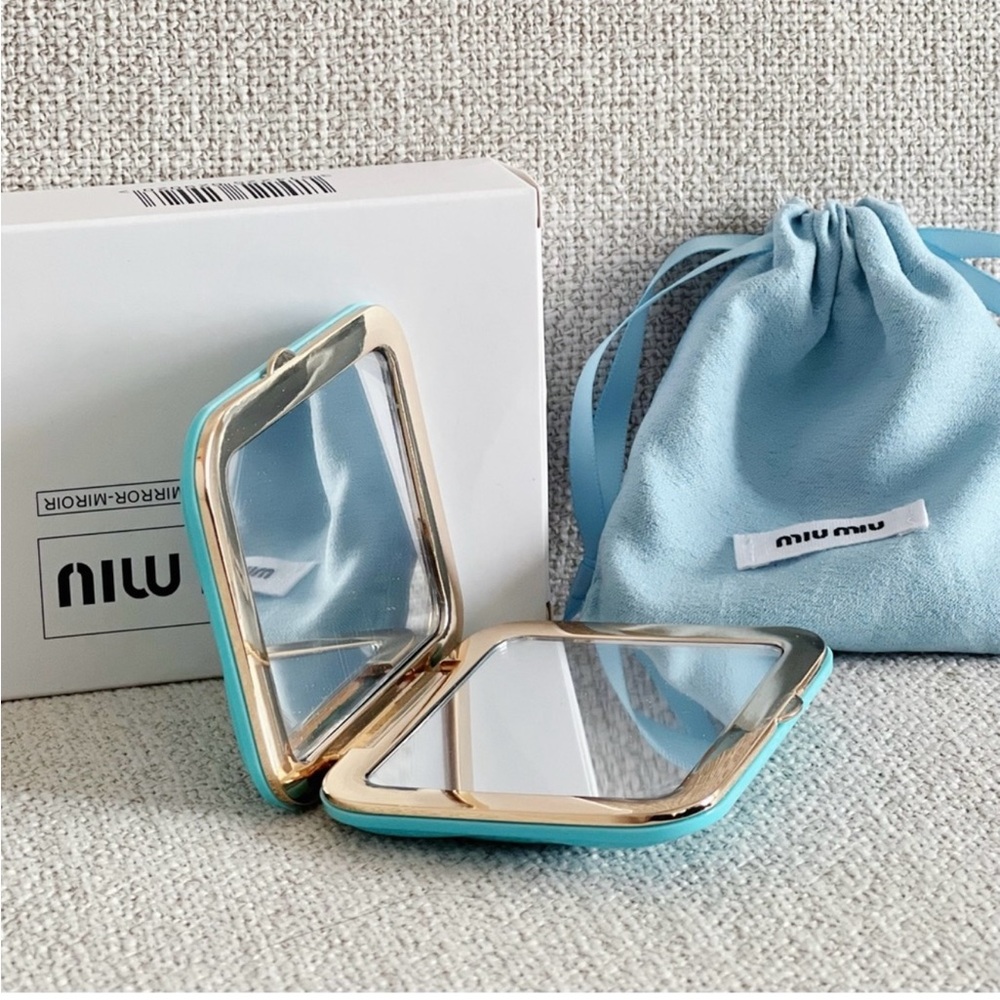 Miu Miu Gold and Light Blue Mirror Set